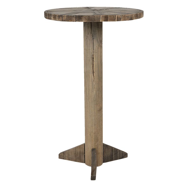 Foto van Clayre & eef bijzettafel ø 38*62 cm bruin hout rond side table tafeltje bruin side table tafeltje