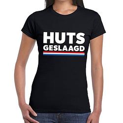 Foto van Huts geslaagd met hollandse vlag tekst t-shirt zwart dames - geslaagd/ afgestudeerd cadeau xs