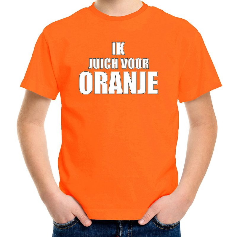 Foto van Oranje t-shirt ik juich voor oranje voor kinderen - holland / nederland supporter shirt ek/ wk xl (158-164) - feestshirt