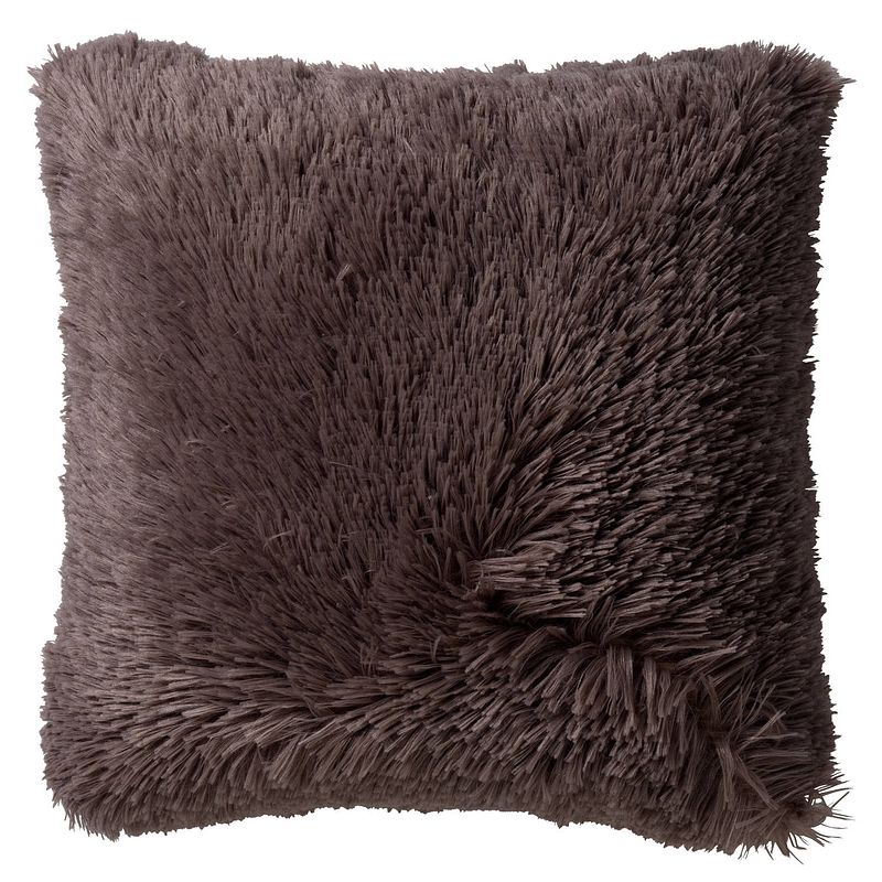 Foto van Dutch decor fluffy - kussenhoes unikleur driftwood 60x60 cm - taupe - bruin