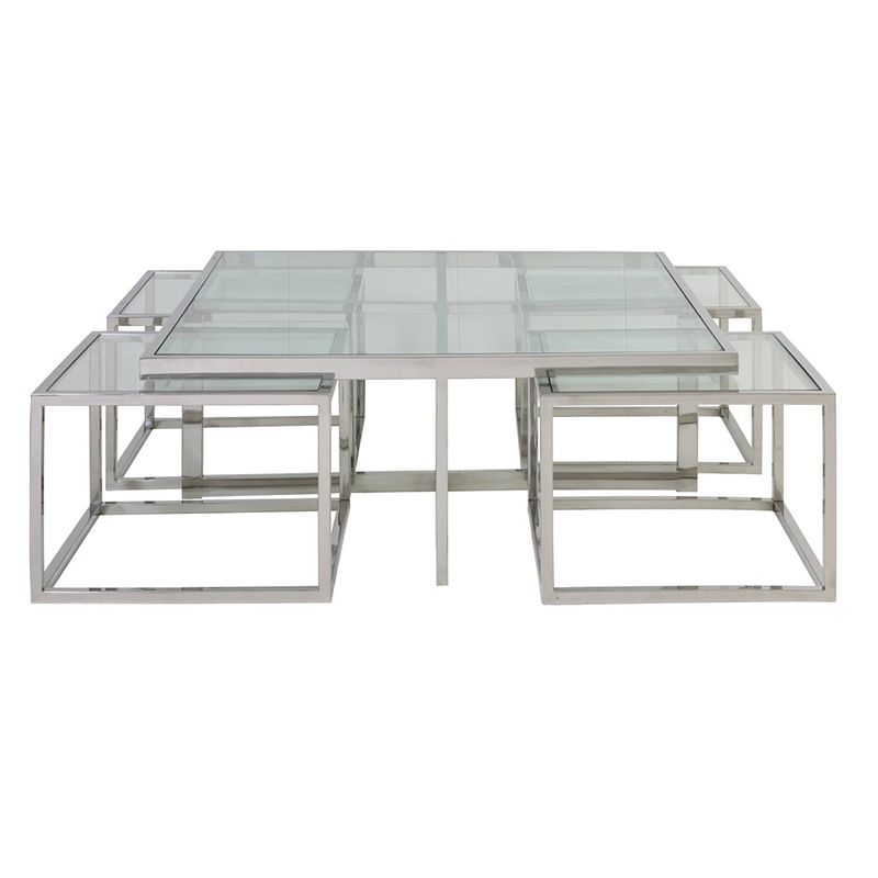 Foto van Light & living - salontafel macara set van 5 - 100x100x40cm - zilver