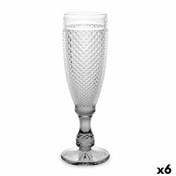 Foto van Champagneglas diamant transparant antraciet glas 185 ml (6 stuks)