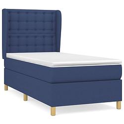 Foto van The living store boxspringbed - comfort sleep - bed - 203 x 93 x 118/128 cm - blauw - pocketvering matras - middelharde