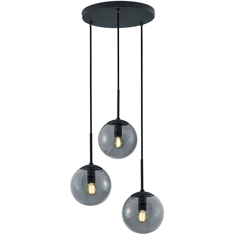 Foto van Led hanglamp - trion balina - e14 fitting - 3-lichts - rond - mat zwart - aluminium