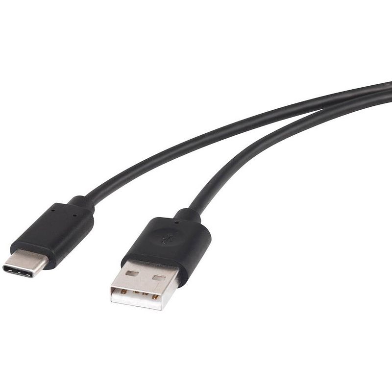 Foto van Renkforce usb-kabel usb 2.0 usb-a stekker, usb-c stekker 1.00 m zwart vergulde steekcontacten rf-4288947