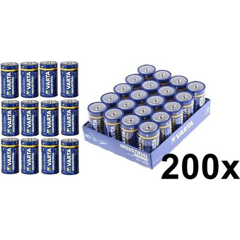 Foto van 200 stuks - varta industrial lr14 c alkaline batterij 7800mah