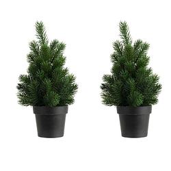 Foto van 2x stuks kunstboom/kunst kerstboom groen 22 cm - kunstkerstboom
