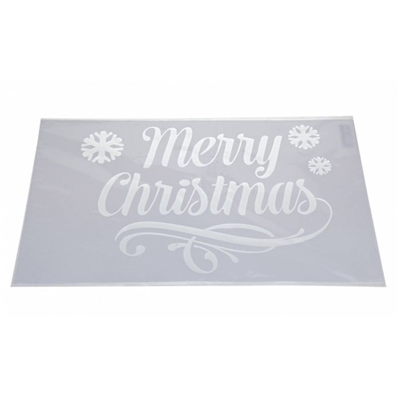 Foto van Kerst raamsjablonen merry christmas tekst/plaatjes 54 cm - raamdecoratie kerst - sneeuwspray sjabloon