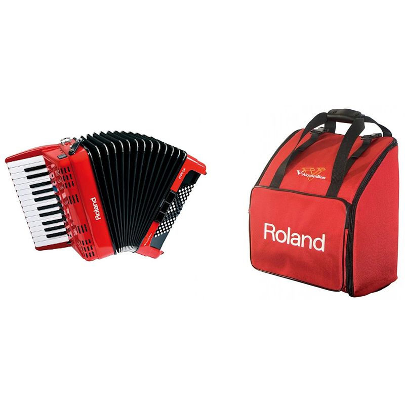 Foto van Roland fr-1x rd v-accordeon pianoklavier rood + roland tas