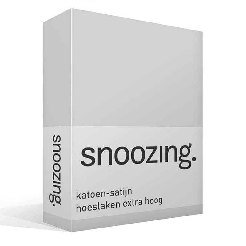 Foto van Snoozing - katoen-satijn - hoeslaken - extra hoog - 180x200 - grijs