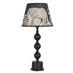 Foto van Haes deco - tafellamp - city jungle - olifanten bedrukte lamp, ø 27x57 cm - bureaulamp, sfeerlamp, nachtlampje