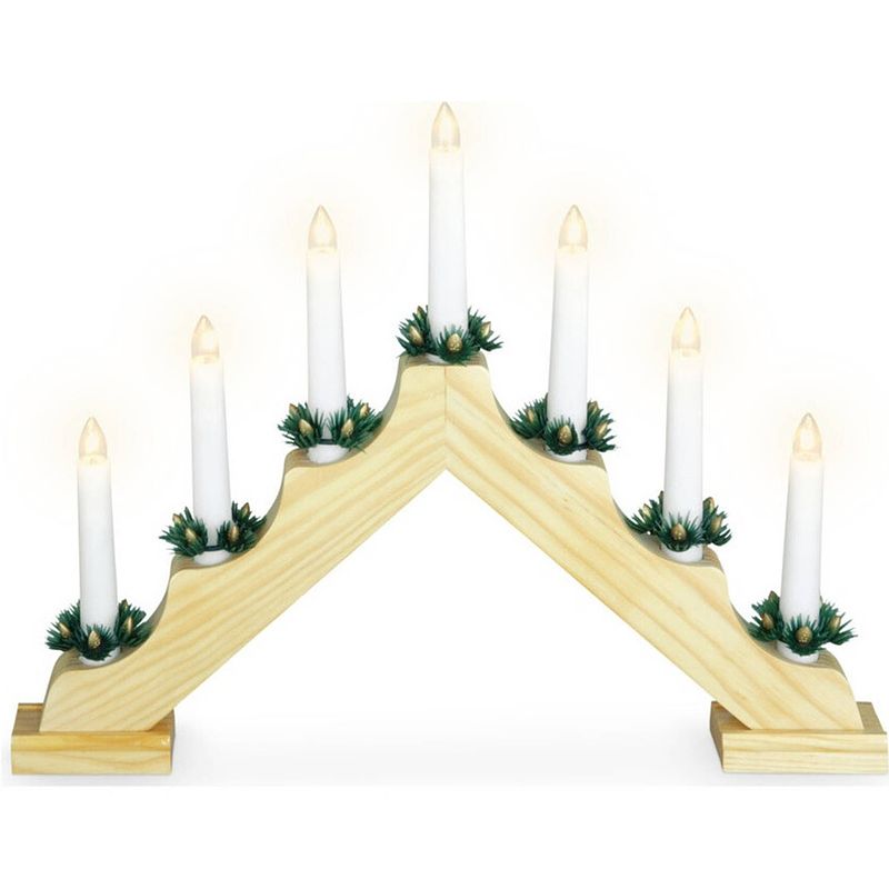 Foto van Christmas decoration kaarsenbruga  goud - 41 x 5 x 31 cm - hout - kerstverlichting figuur