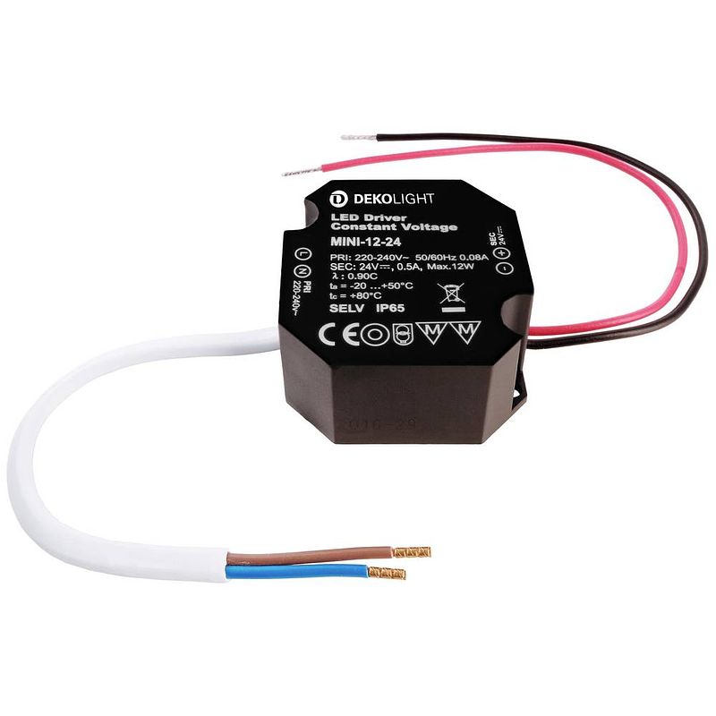 Foto van Deko light octo, cv, mini 24v/12w led-driver constante spanning 12 w 0 - 500 ma 24 v