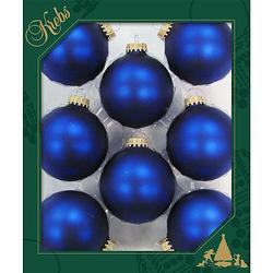 Foto van 8x royal velvet blauwe glazen kerstballen mat 7 cm kerstboomversiering - kerstversiering/kerstdecoratie blauw