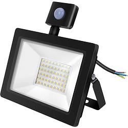 Foto van Led bouwlamp 30 watt met sensor - led schijnwerper - aigi stado - natuurlijk wit 4000k - waterdicht ip65 - mat zwart -