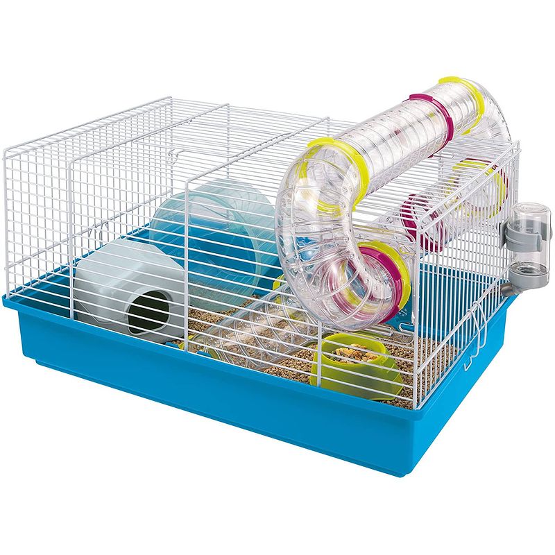 Foto van Ferplast hamsterkooi paula 40,5 x 29,5 cm wit/blauw 6-delig