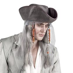 Foto van Boland pruik piraat met hoed heren synthetisch grijs
