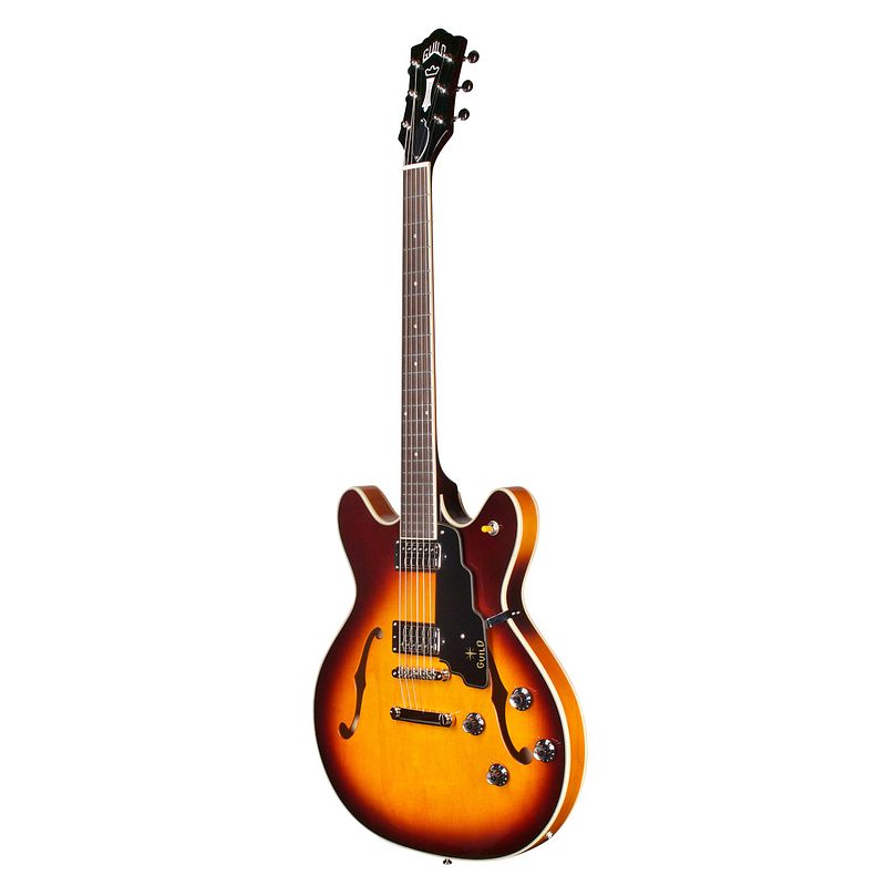 Foto van Guild starfire iv st maple antique burst semi-akoestische gitaar met koffer