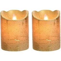 Foto van 2x gouden nep kaarsen met led-licht 10 cm - led kaarsen