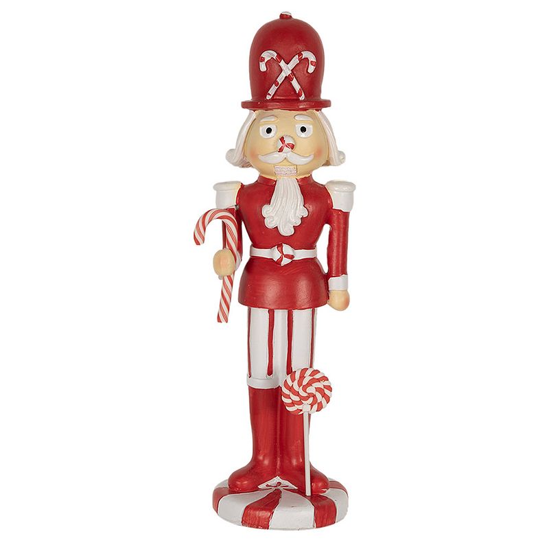 Foto van Clayre & eef kerstdecoratie beeld notenkraker 23 cm rood wit polyresin kerstfiguren rood kerstfiguren