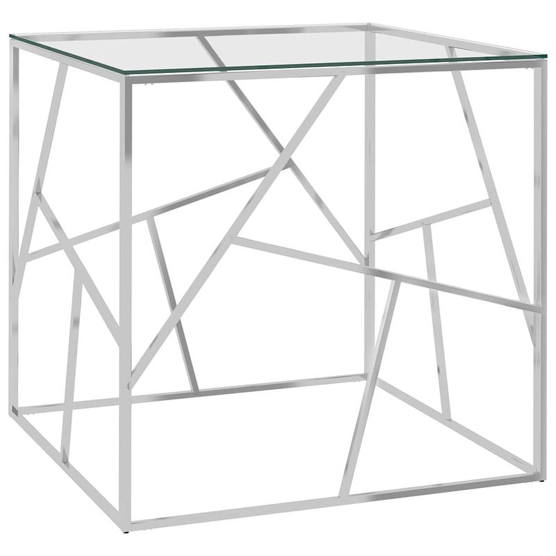 Foto van Vidaxl salontafel 55x55x55 cm roestvrij staal en glas zilverkleurig