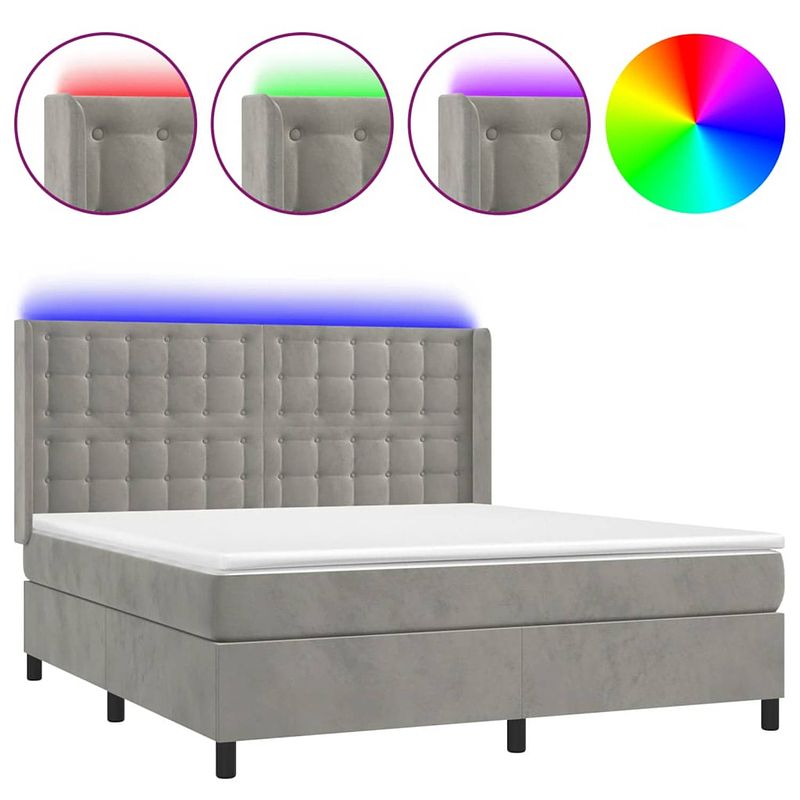 Foto van The living store boxspring - luxe fluwelen bed met led - pocketvering matras - huidvriendelijk topmatras -