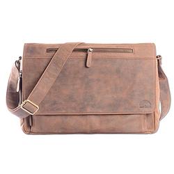 Foto van Wild woods leren laptop messenger bag unisex schoudertas - 15,6 inch laptoptas - buffelleer - vintage bruin