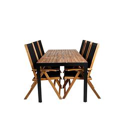 Foto van Bois tuinmeubelset tafel 90x205cm en 6 stoel little john zwart, naturel.