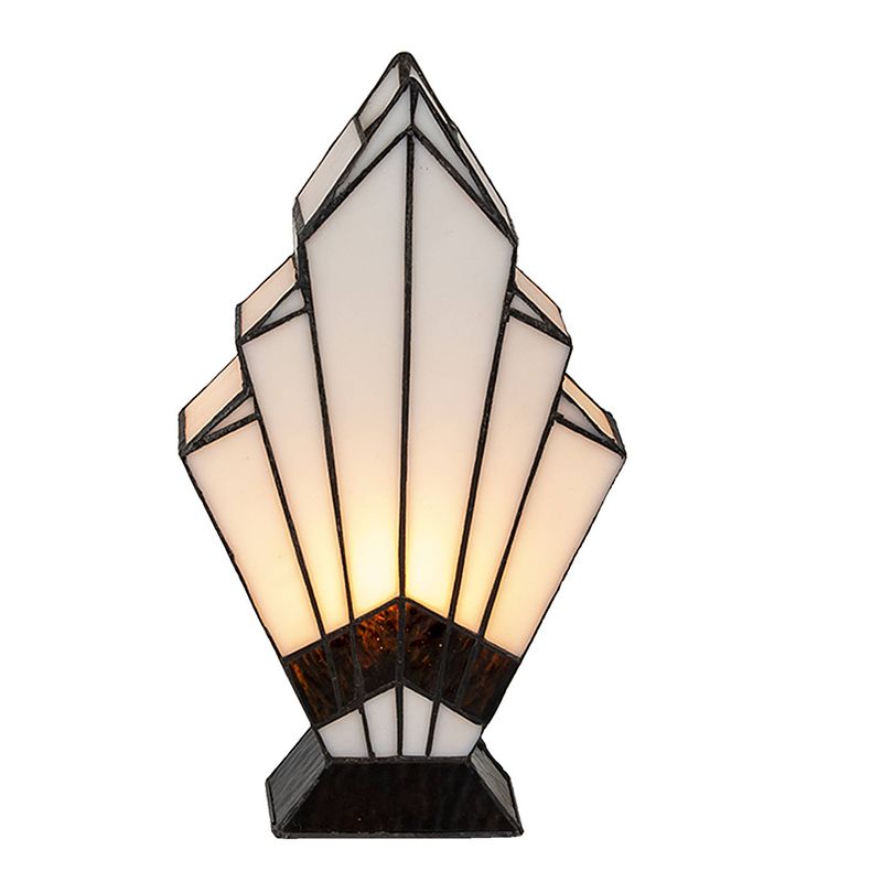 Foto van Haes deco - tiffany tafellamp wit 17x6x30 cm fitting e27 / lamp max 1x40w