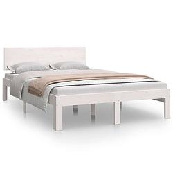 Foto van Vidaxl bedframe massief grenenhout wit 120x190 cm small double