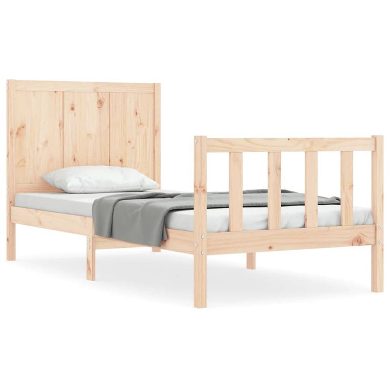 Foto van The living store bedframe - massief grenenhout - 195.5 x 95.5 x 100 cm - functioneel hoofd- en voeteneinde