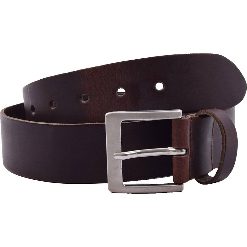 Foto van Riem - riemen - donker bruin - 4 cm - unisex - 100% leren - leder - riem maat 95