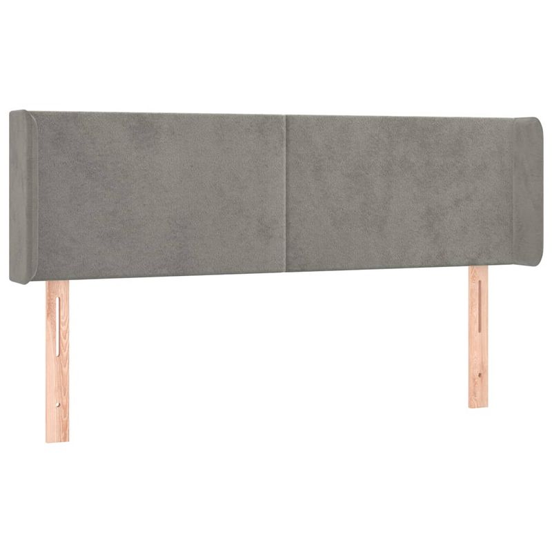 Foto van The living store hoofdbord bedaccessoires - 147 x 16 x 78/88 cm - lichtgrijs