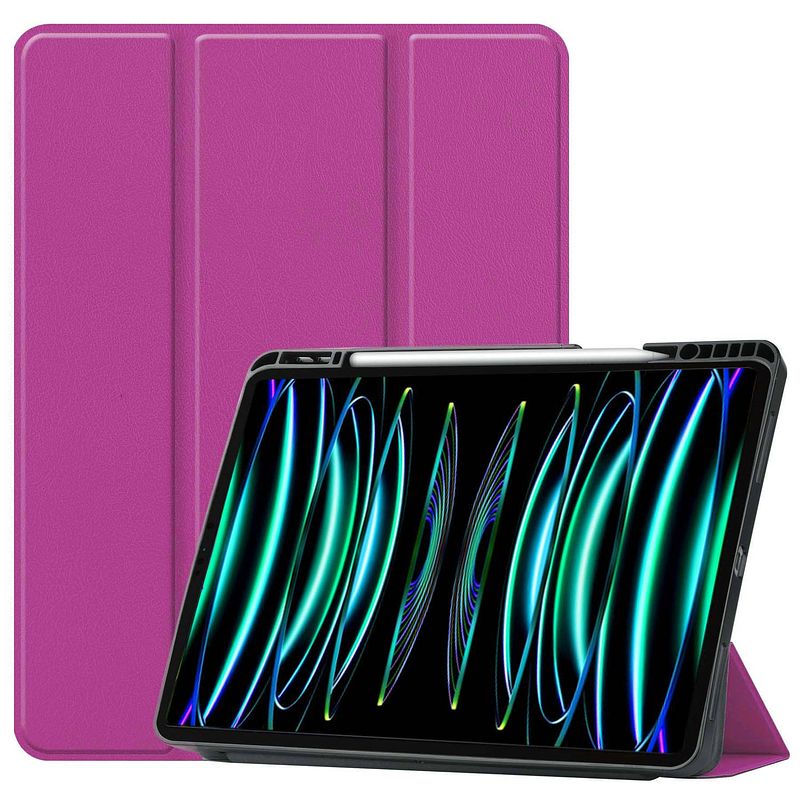 Foto van Basey ipad pro 2021 11 inch hoes case hoesje paars uitsparing apple pencil