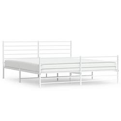 Foto van The living store bedframe klassiek - robuust metaal - extra opbergruimte - wit - 207 x 198 x 90 cm