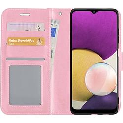 Foto van Basey samsung galaxy a22 4g hoesje book case kunstleer cover hoes - lichtroze