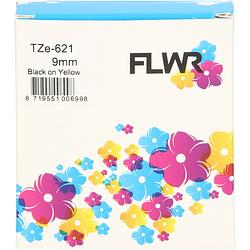 Foto van Flwr brother tze-621 zwart op geel breedte 9 mm labels