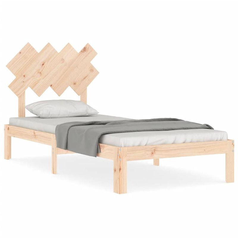 Foto van The living store bedframe - massief grenenhout - multiplex lattenbodem - 203.5 x 93.5 x 81 cm - geen matras