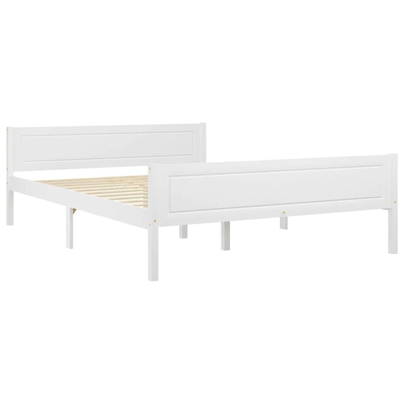 Foto van The living store houten bedframe moderne slaapkamer - 206 x 146 x 63 cm - stevig grenenhout - wit - montage vereist