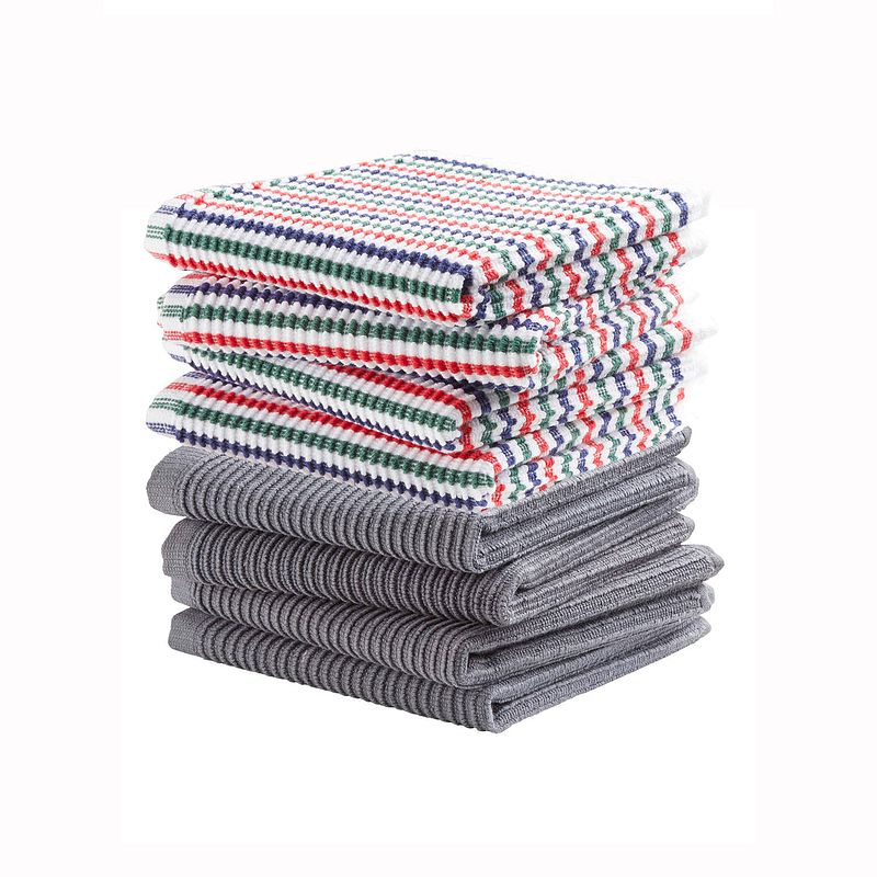 Foto van Ddddd combiset vaatdoek basic (4 stuks) neutral grey + fun (4 stuks) neutral multi