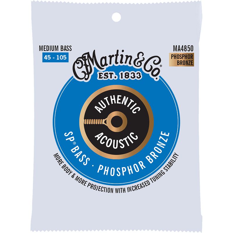 Foto van Martin strings ma4850 sp bass phosphor bronze medium bass snarenset voor akoestische basgitaar