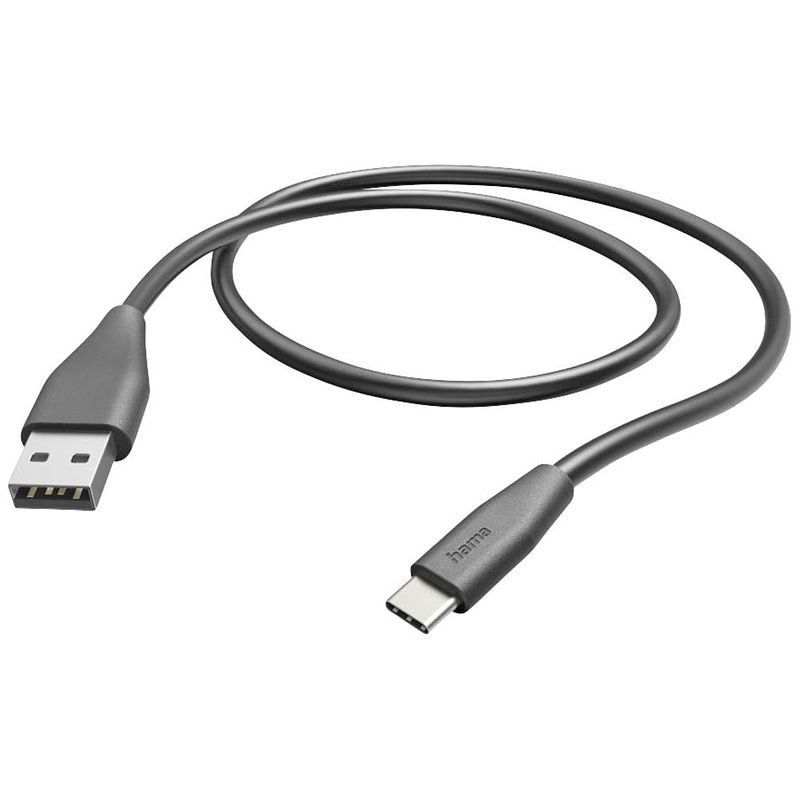 Foto van Hama usb-laadkabel usb 2.0 usb-a stekker, usb-c stekker 1.5 m zwart 00201595