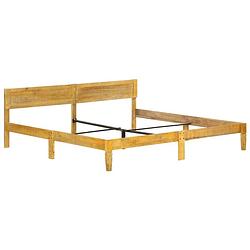 Foto van The living store mangohouten bedframe - massief - 205 x 205 x 73 cm - 200 x 200 cm matras