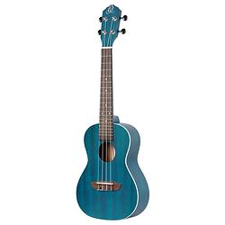 Foto van Ortega ruocean-l earth series concert size ukulele ocean blue linkshandige concert ukelele