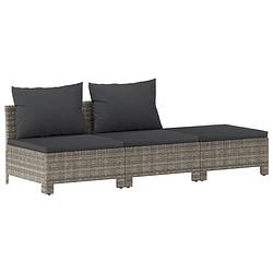 Foto van Vidaxl 3-delige loungeset met kussens poly rattan grijs