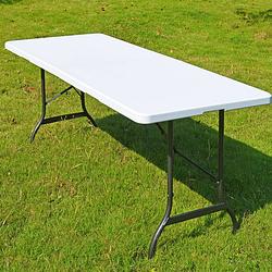 Foto van Casa klaptafel camping tafel tuintafel opvouwbare tafel wit - kunststof 183 x 76 x 74 cm