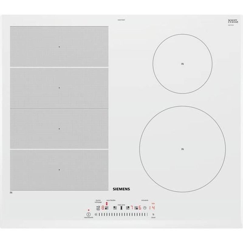 Foto van Siemens ex652feb1f - inductiekookplaat - 4 zones - 7400w - l59,2 x d52,2cm - glascoating - wit