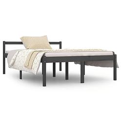 Foto van The living store bedframe - grenenhouten - dubbel (135 x 190 cm) - grijs