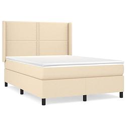 Foto van The living store boxspringbed - crème - 203 x 147 x 118/128 cm - pocketvering matras - middelharde ondersteuning -