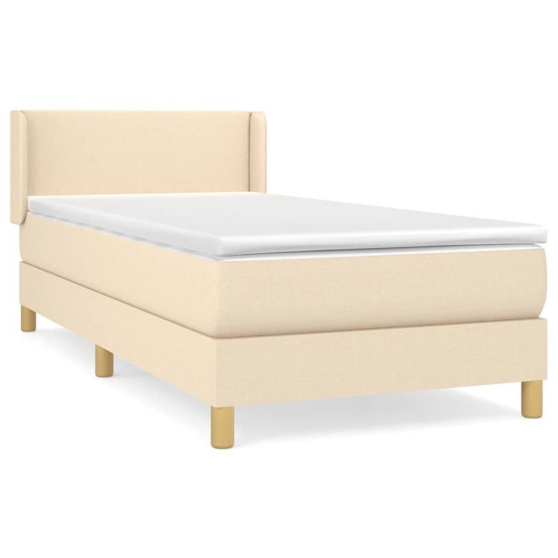 Foto van The living store boxspringbed - crème - 193 x 93 x 78/88 cm - pocketvering matras - middelharde ondersteuning -